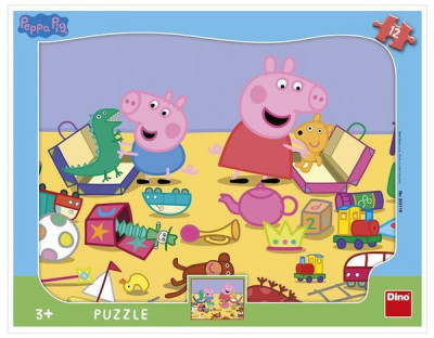 Puzzle cu rama - La joaca cu Peppa Pig (12 piese) foto