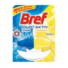 Gel Odorizant WC Bref Duo Aktiv Lemon, 50 ml, Parfum Lamaie, Odorizant Toaleta, Odorizant pentru Toaleta cu Suport, Odorizant Dezinfectant pentru WC, foto