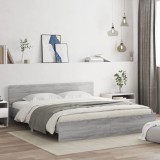 VidaXL Cadru de pat cu tăblie și LED, gri sonoma, 180x200 cm 3207593
