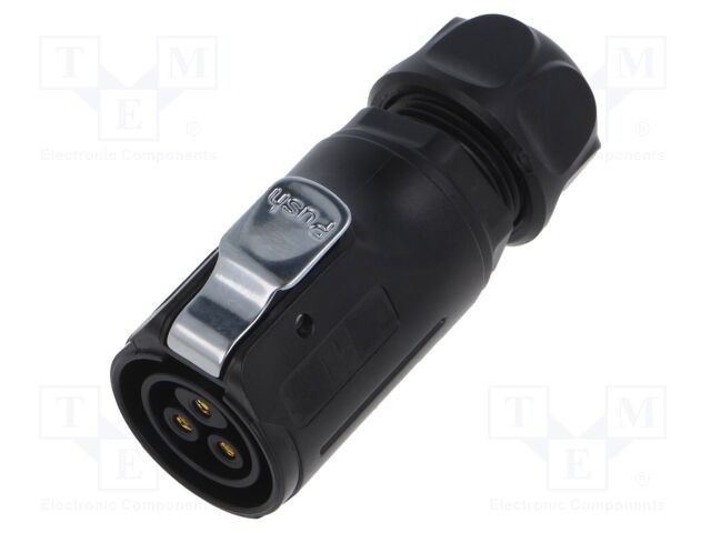 Conector circular mufă mamă 3 pini 20A 500V IP67 drept LUTRONIC