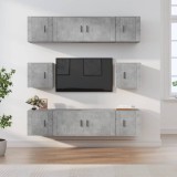 vidaXL Set dulap TV, 8 piese, gri beton, lemn prelucrat