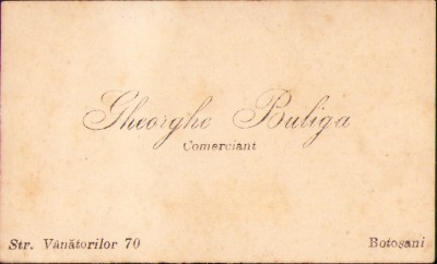 HST A1510 Carte de vizită 1920 Gheorghe Buliga comerciant Botoșani foto