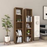 Dulap CD/DVD vidaXL, 2 buc, Stejar Maro, 21x16x93.5 cm, Lemn, Biblioteca, Living, Modern