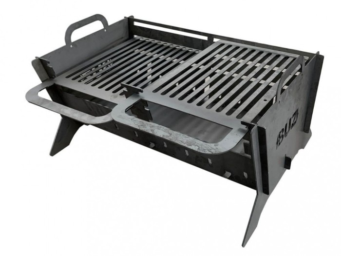 Gratar portabil, otel carbon, gradina, durabil, pliabil, 65.6x48.6x35.7cm
