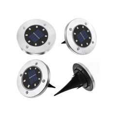 Set 4 lampi solare cu lumina calda, senzor de lumina si 8 leduri cu fixare in sol
