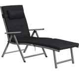 SONGMICS Sezlong pliabil, cu saltea groasa si tetiera, spatar reglabil, maxim 150kg, 183x60x39cm, negru Household NewTrend
