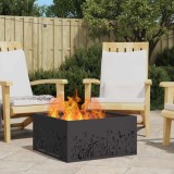 Vatră de Foc vidaXL Negru Pătrată 60x60x30cm Oțel Exterior. Focare Gradina Terasă Design Modern. 
