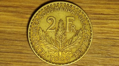 Togo mandat francez -raritate coloniala- 2 franci francs 1925 - f greu de gasit! foto