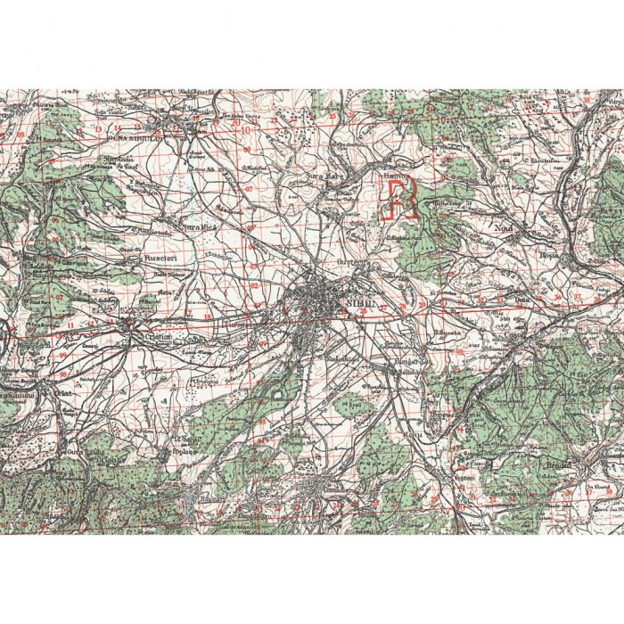 Harta Sibiu si imprej., British Army, 1943, 50x70cm, repro
