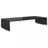 VidaXL Stand TV/suport monitor din sticlă, negru, 60x25x11 cm