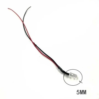 LED 12V 5mm roz cu fire 20 cm foto