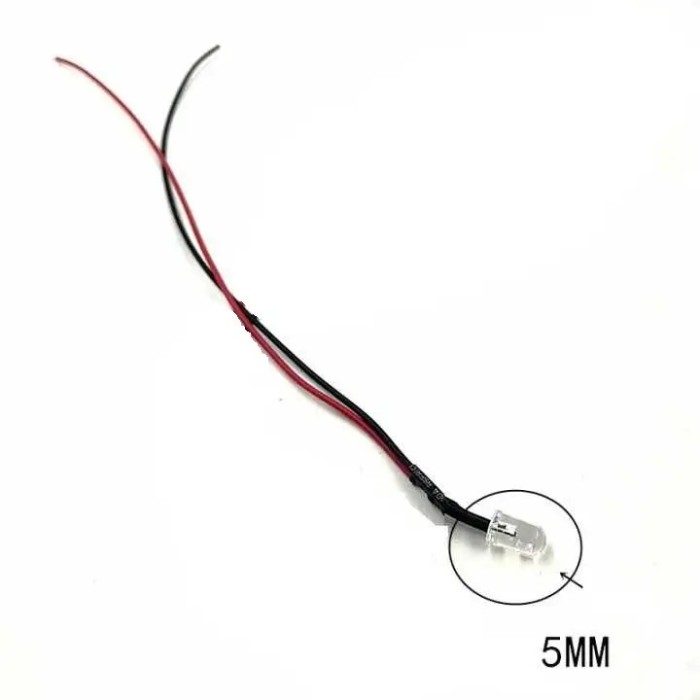 LED 12V 5mm roz cu fire 20 cm