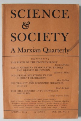 SCIENCE and SOCIETY , A MARXIAN QUARTERLY , NO. 2 , SPRING , 1939 foto