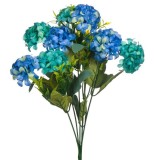 Buchet decorativ artificial cu flori hortensie,albastru,plastic,37 cm, Oem