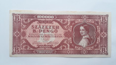 100000 B-Pengo 1946 Ungaria bancnota penghei Szazezer B.-pengo foto