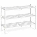 SONGMICS Raft pentru pantofi din bambus cu 3 niveluri,capacitate 12-16 perechi de incaltaminte,design compact si suprapozabil,structura rezistenta