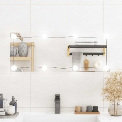 Oglindă de perete cu lumini LED 30x80 cm sticlă dreptunghiular foto