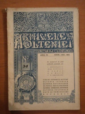 ARHIVELE OLTENIEI, ANUL VI, NR. 34, NOEM-DEC 1927 foto