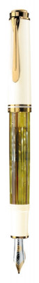 Stilou souveran m400 m,penita aur 14k,accesorii placate cu aur,corp alb-verde foto