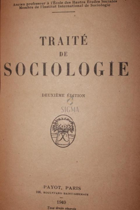 TRAITE DE SOCIOLOGIE