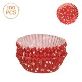 Forme de copt din hartie pentru cupcake, rosii cu model candy, 10,5 cm, 100 bucati, CMCLASS