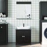vidaXL Set mobilier de baie &bdquo;BERG&rdquo;, 2 piese, negru, lemn masiv de pin