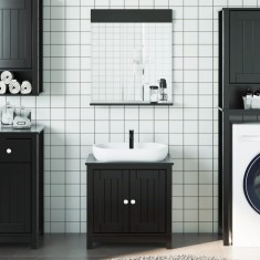 vidaXL Set mobilier de baie &bdquo;BERG&rdquo;, 2 piese, negru, lemn masiv de pin 3206493