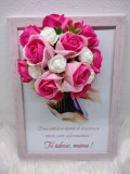 Rama A4 cu decorațiune de flori de săpun și text &quot;Te iubesc, mama&quot;, Simple