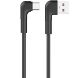 Cablu Date si Incarcare USB-A - USB-C MaXlife MXUC-09 Angled, 20W, 1m, Negru