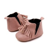 Ghetute pentru bebelusi, roz pudra, cu franjuri (Marime Disponibila: 3-6 luni
