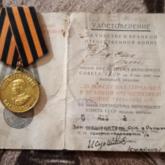 medalie stalin 1941-1945 cu brevet