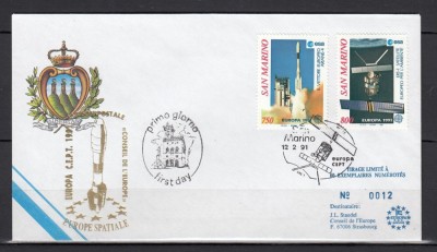 San Marino 1991 - FDC SPECIAL AUR - EUROPA SPATIALA - Tiraj 60 ex. numerotate foto