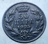 Moneda Iugoslavia 50 Para 1925, Alexander I, KM#4, Nichel-Bronz, 18mm