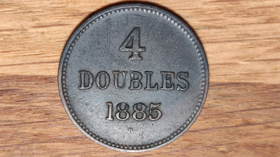 Guernsey - moneda de colectie exotica bronz - 4 doubles 1885 H - rara, 104k ex! foto