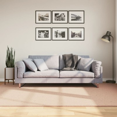 Covor HUARTE, fir scurt, moale și lavabil, roz pudră, 160x230cm foto