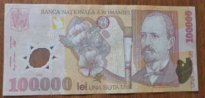 100000 lei 2001 (2002), Rom&amp;acirc;nia, polimer, VF foto