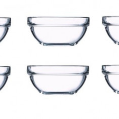 Set 6 boluri pentru servire, Sticla, Transparent,14 cm, 620 ml