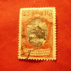 Timbru Liechtenstein 1921 Uzuale - Castel , 25rp stampilat