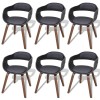 Set 6 Scaune Bucatarie Gossi, Lemn Curat, Piele Ecologica Neagra, 49x51x70 cm, Confortabile, Design Ergonomic