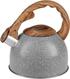 Ceainic cu fluier MagicHome 2,5 L, gri, aspect lemn, inox