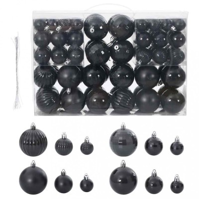 vidaXL Baldouri de Crăciun 100 buc Negru &amp;Oslash;3/4/6 cm foto