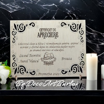 Certificat de apreciere profesori foto