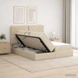 Cumpara ieftin Pat cu LED si saltea Crem 180 x 200 cm Tesatura