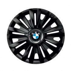 Set 4 capace roti Negre Cu Inel Cromat Royal pentru gama auto BMW, R15