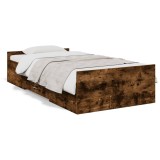 VidaXL Cadru pat cu sertare stejar fumuriu 100x200 cm lemn prelucrat