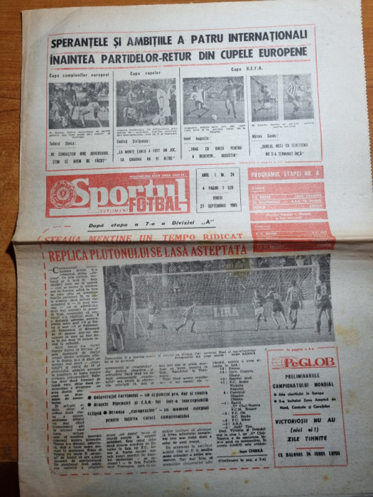 sportul 27 septembrie 1985-tudorel stoica,mircea sandu,steaua bucuresti