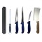 Set profesional de macelarie, transat, injunghiat, dezosat, filetat, satar, suport magnetic, masat pentru ascutit, 3 cutite otel carbon