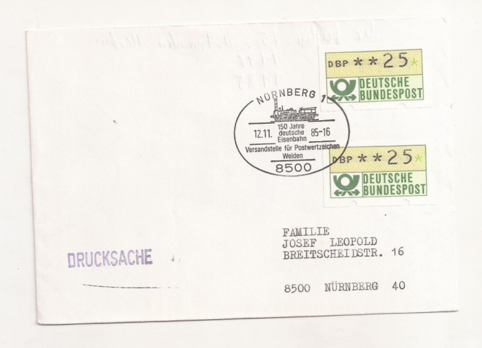 FD20 - Plic Circulat international Germania - Romania , 1985