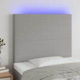 Cumpara ieftin Tăblie de pat cu LED, gri deschis, 100x5x118/128 cm, textil