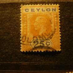 Timbru Ceylon 1911 Rege George V , val. 25C stampilat